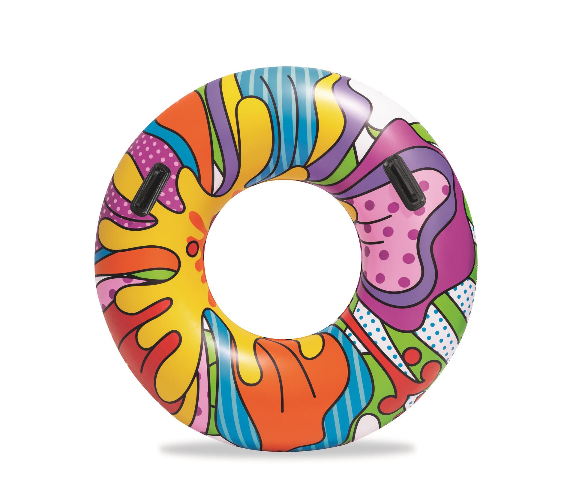 bestway 36125成人彩色手柄游泳圈加厚救生圈学游泳装备