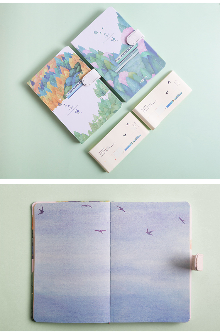 联华创意文具创意加厚磁扣彩边本手帐本简约硬面抄笔记本子记事本