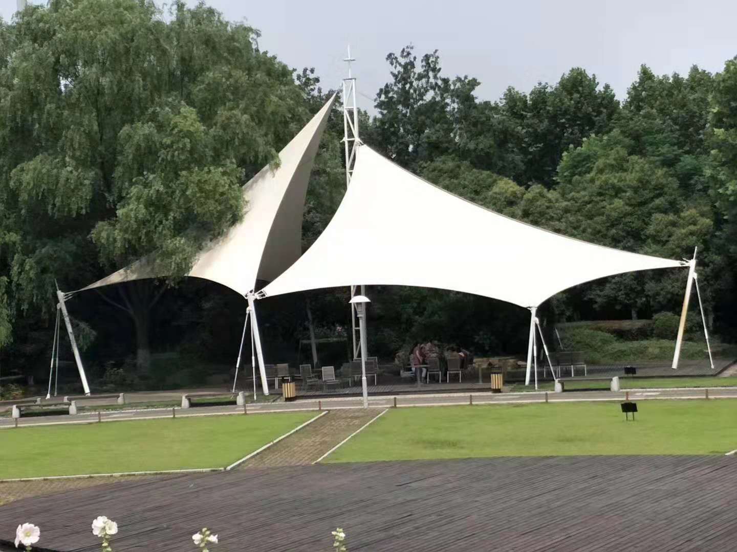 厂家生产 定制膜结构景观棚 户外膜结构景观棚 白色张拉膜