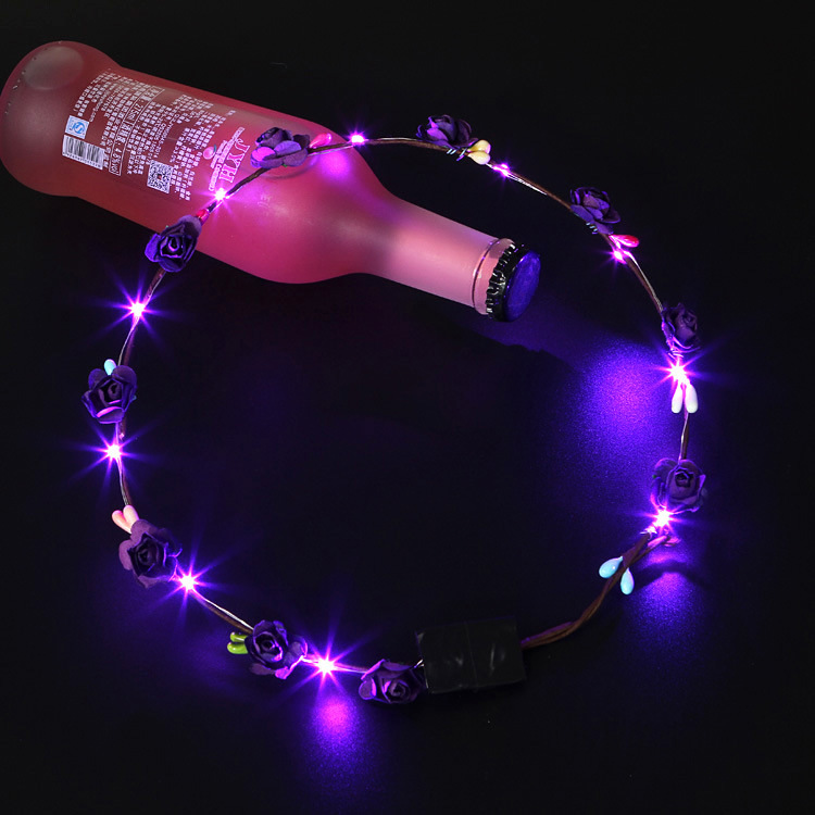 Ten Lights Ten Flowers Flash Luminous Garland Headdress Hair Hoop Led Lights Night Market Wholesale Stall Hot Sale Small Toys for Children