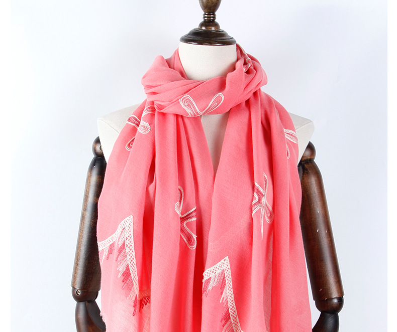 2018春夏新款绣花波浪海星女士围巾流苏装饰tr棉速卖通现货批发