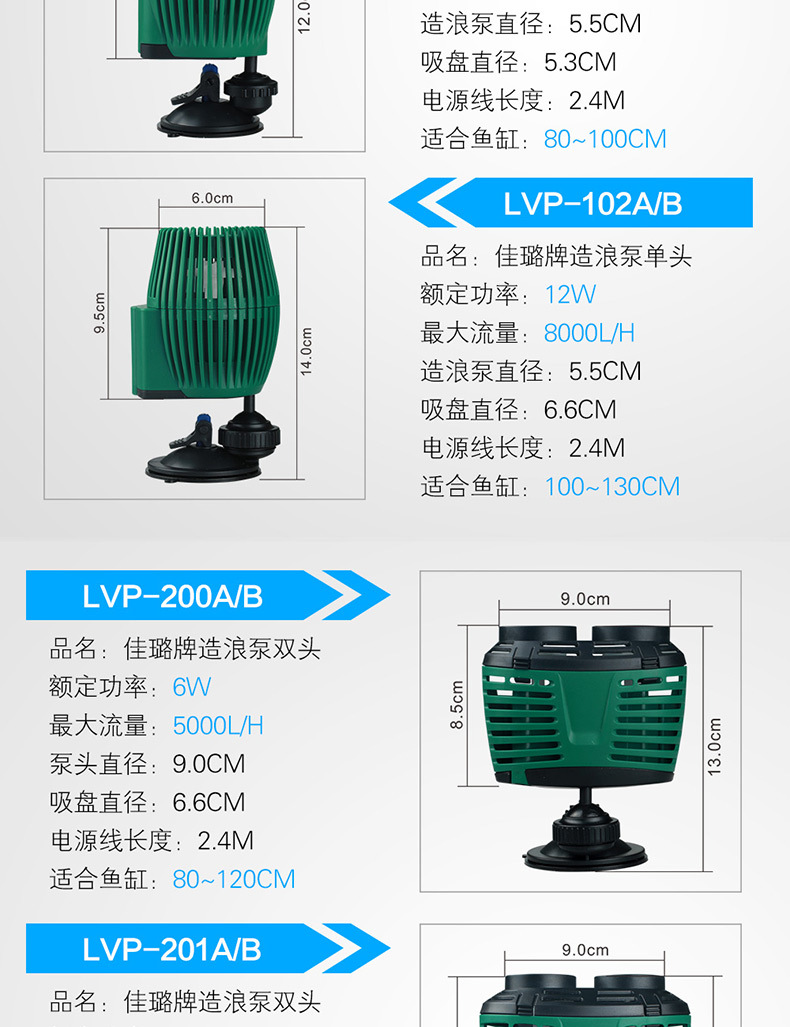 佳璐牌鱼缸造浪泵静音迷你冲浪泵水族箱泵小型造流泵吸盘磁铁