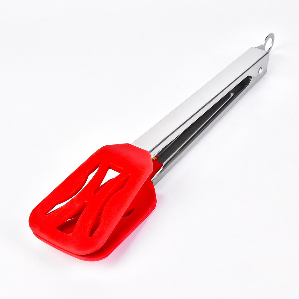 5寸硅胶头食品夹 耐高温面包子蛋糕夹 不锈钢柄烧烤食物夹