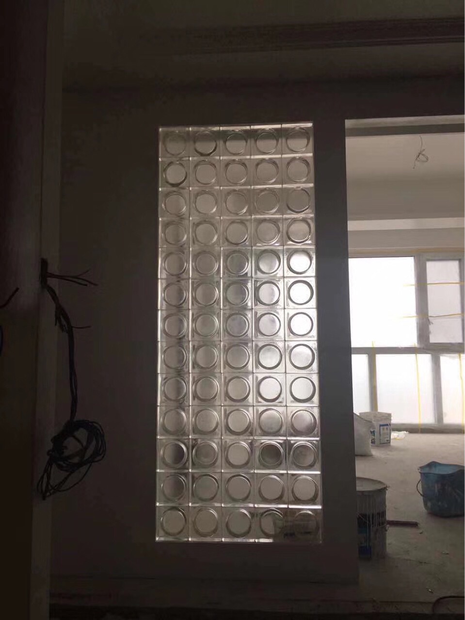 玻璃砖隔断砖透光砖艺术蒙沙内彩四行雪花水波纹隔墙砖19*19