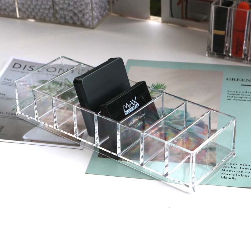 New Desktop Transparent Acrylic 8 Grid Powder Storage Box Lipstick Stand Makeup Blush Eye Shadow Storage Display Box