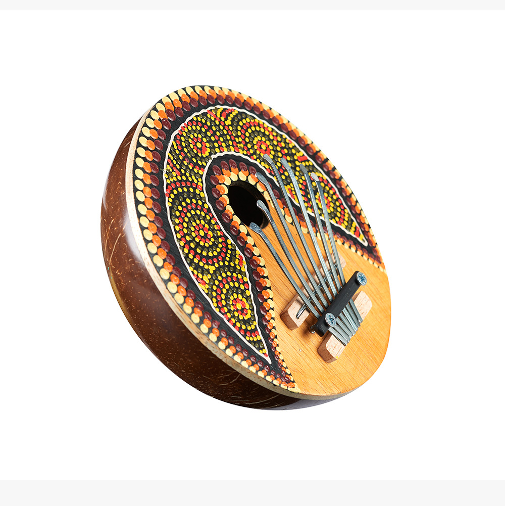 俊悦飞洋7音卡林巴拇指琴7键可调彩绘椰壳手工绘画乐器