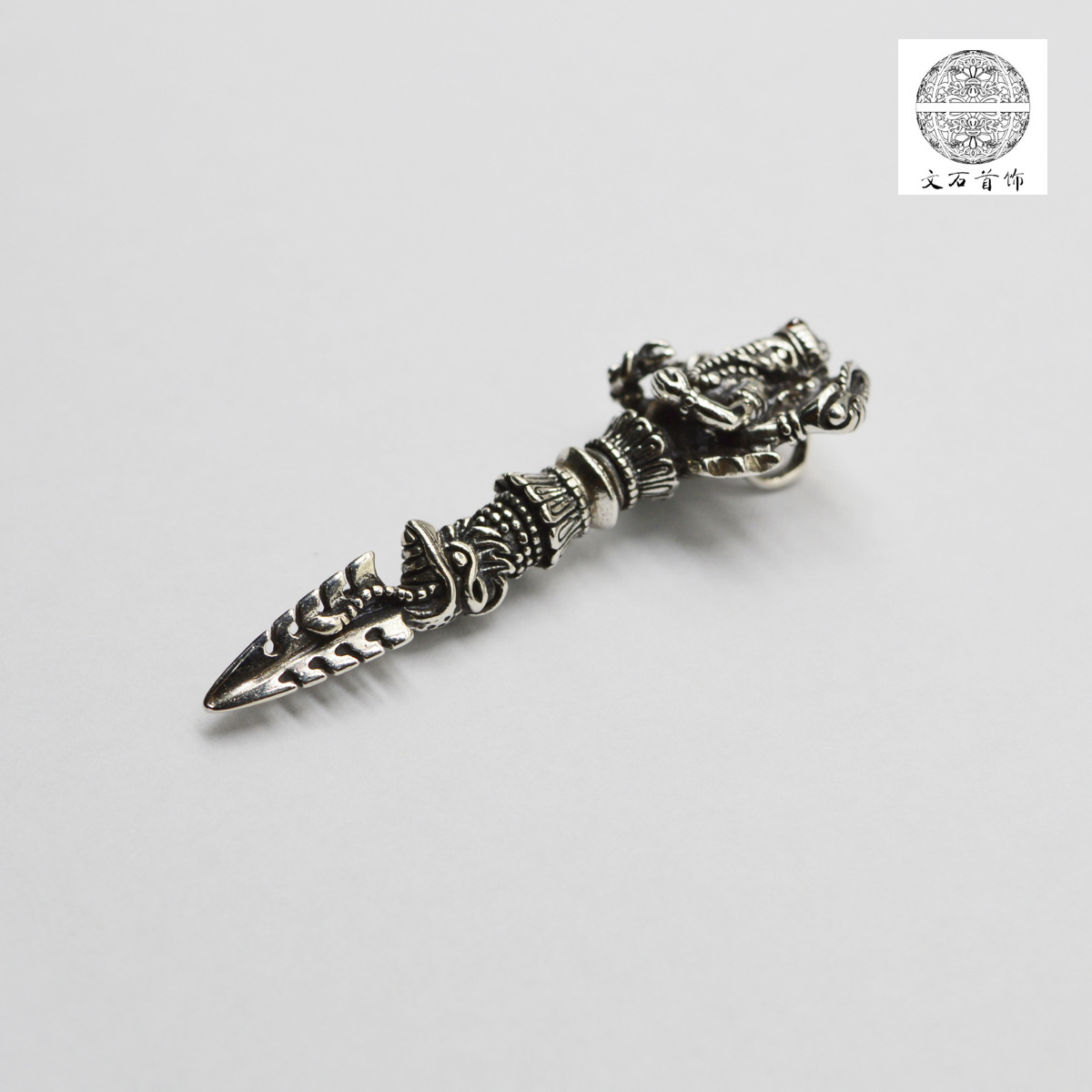 工厂直销批发吊坠925纯银象鼻神金刚杵降魔杵招财象神男款吊坠