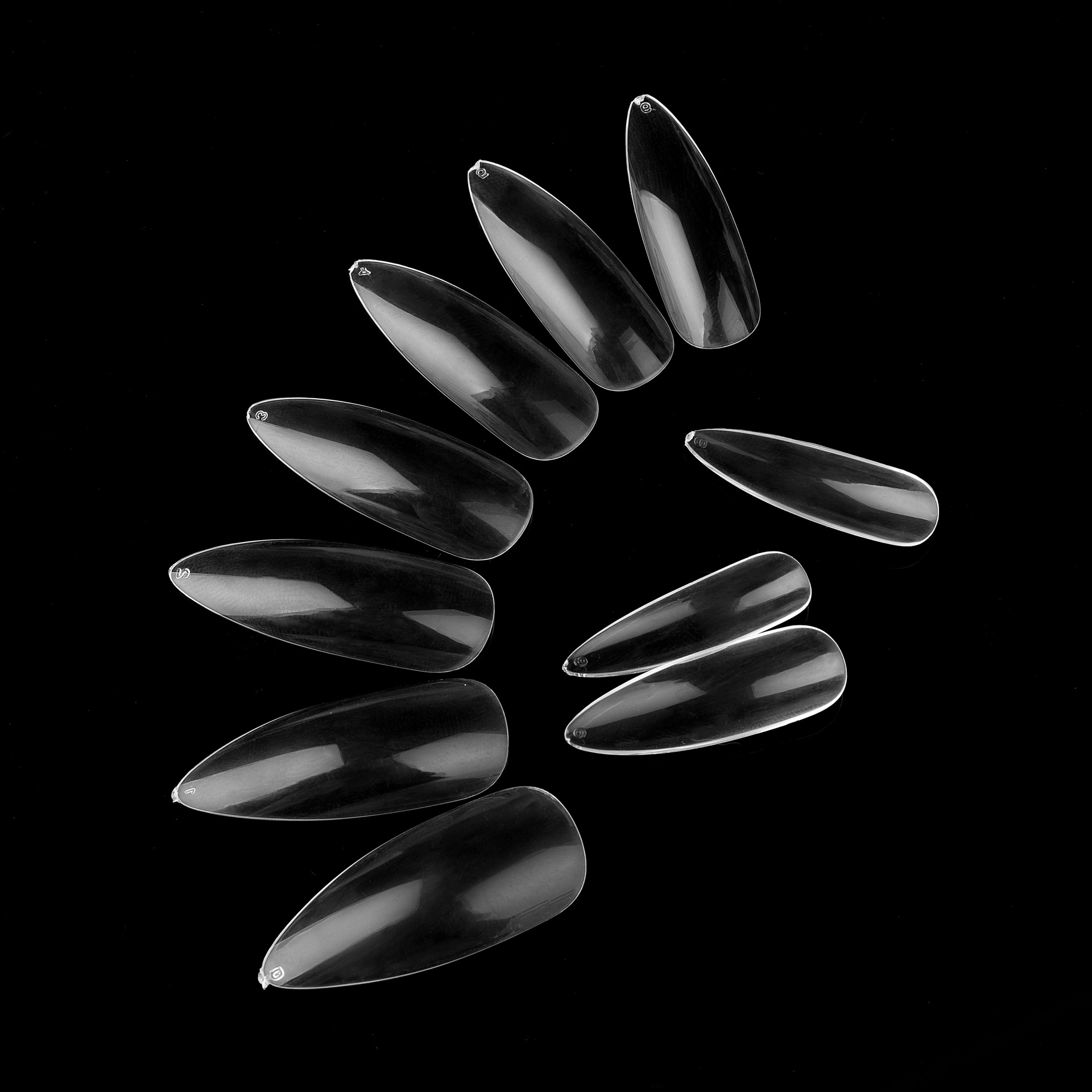 500片袋装全贴透明中长尖头假指甲贴 跨境新款stiletto美甲甲片