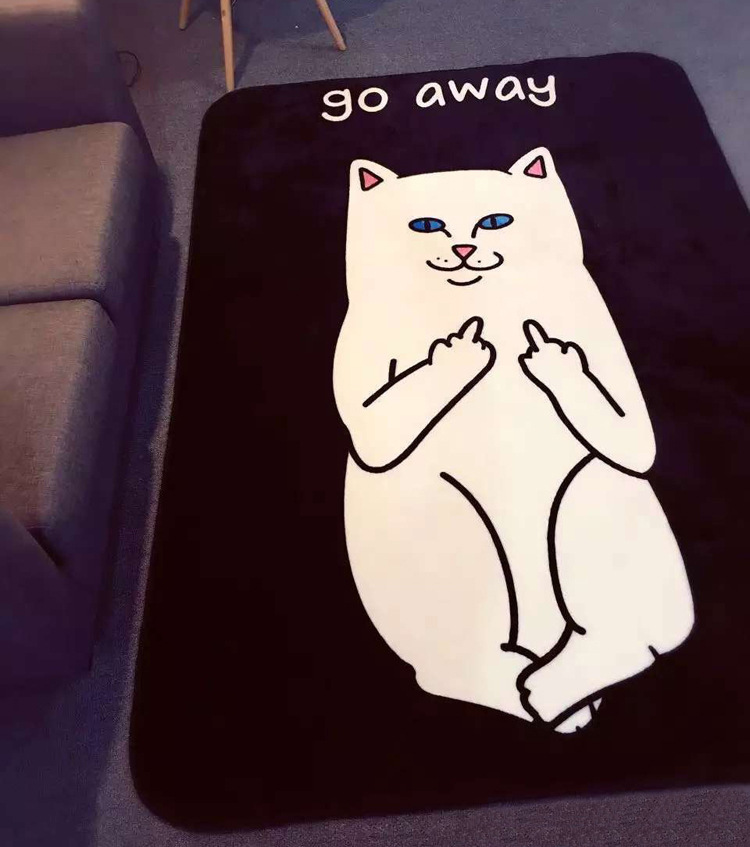 【点州】卡通可机洗竖中指猫贱猫地垫家居客厅地毯绒类榻榻米地垫