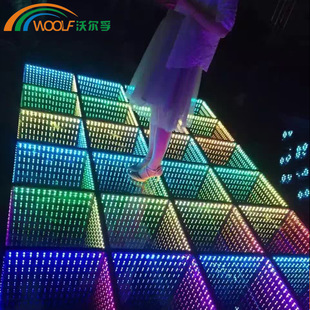 工厂直销 led镜面深渊跳舞地板 人体脚压重量感应跳舞地板 视频