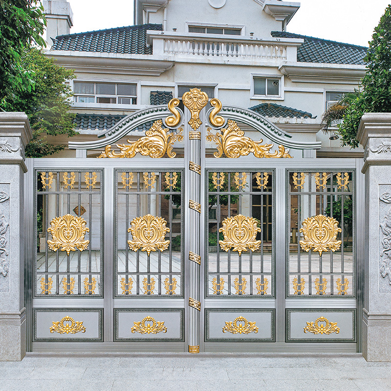 铝艺大门别墅对开门铝合金农村花园双开门防盗门铁艺大门乡村庭院