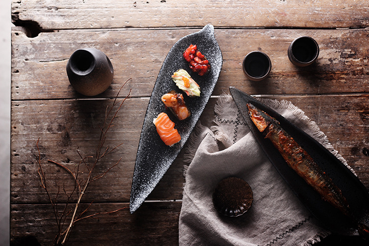 日式创意竹叶盘寿司盘小吃盘刺身点心盘蛋糕盘甜品盘