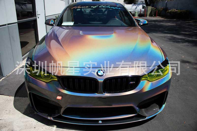 七彩镭射珠光闪点车身改色膜彩虹渐变贴纸全车改装膜锦绣灰镭射膜