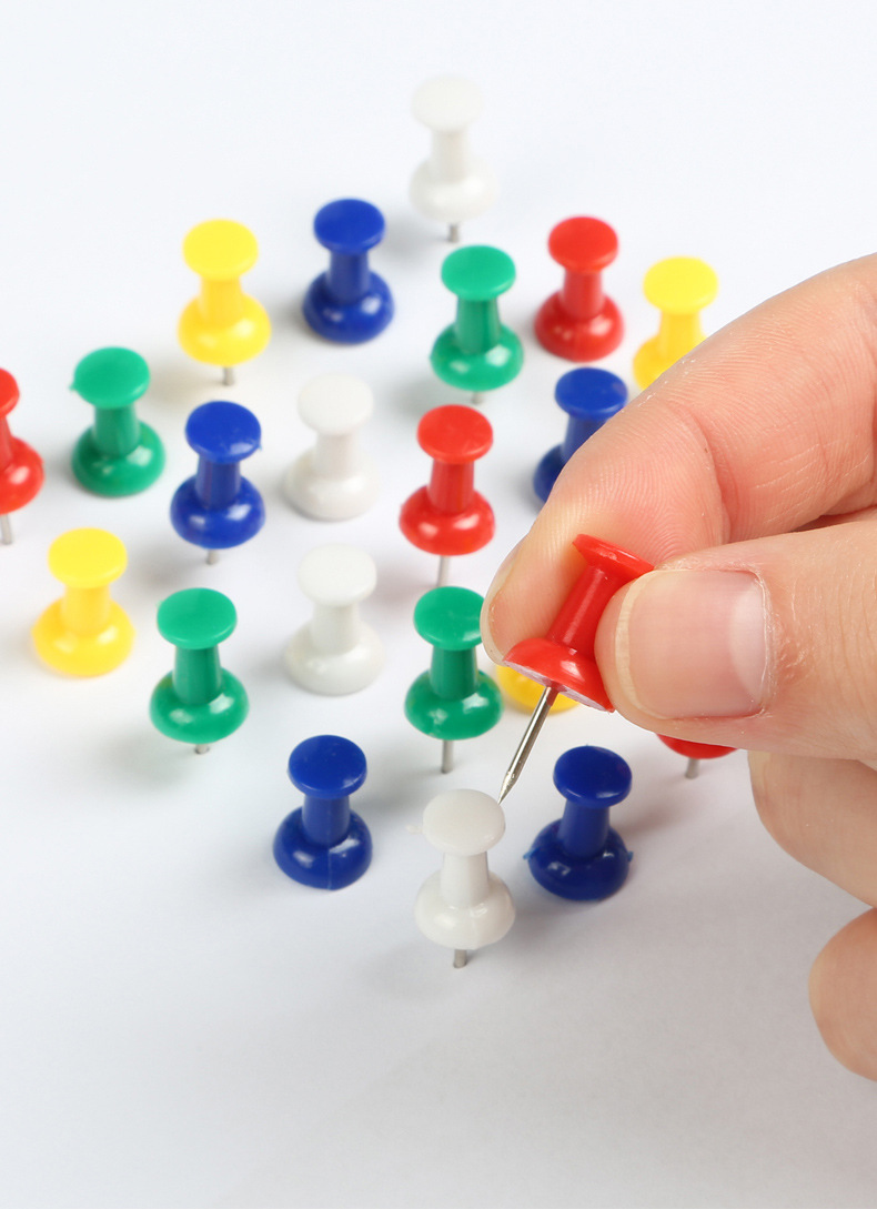 得力0042彩色工字钉软木板留言板图钉 绘画图钉工字钉80枚办公图