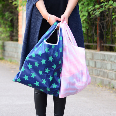 创意便携可折叠超市购物袋大容量防水布袋买菜大号环保袋