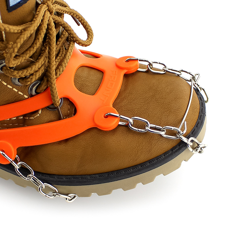 冬季户外攀岩登山十齿10齿防滑鞋套冰爪链条硅胶 简易防滑鞋链