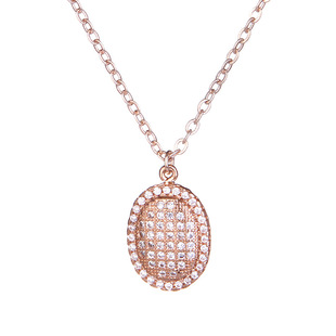 欧美大气施华洛锆石水晶椭圆型水晶项链女吊坠银色锁骨链饰品女