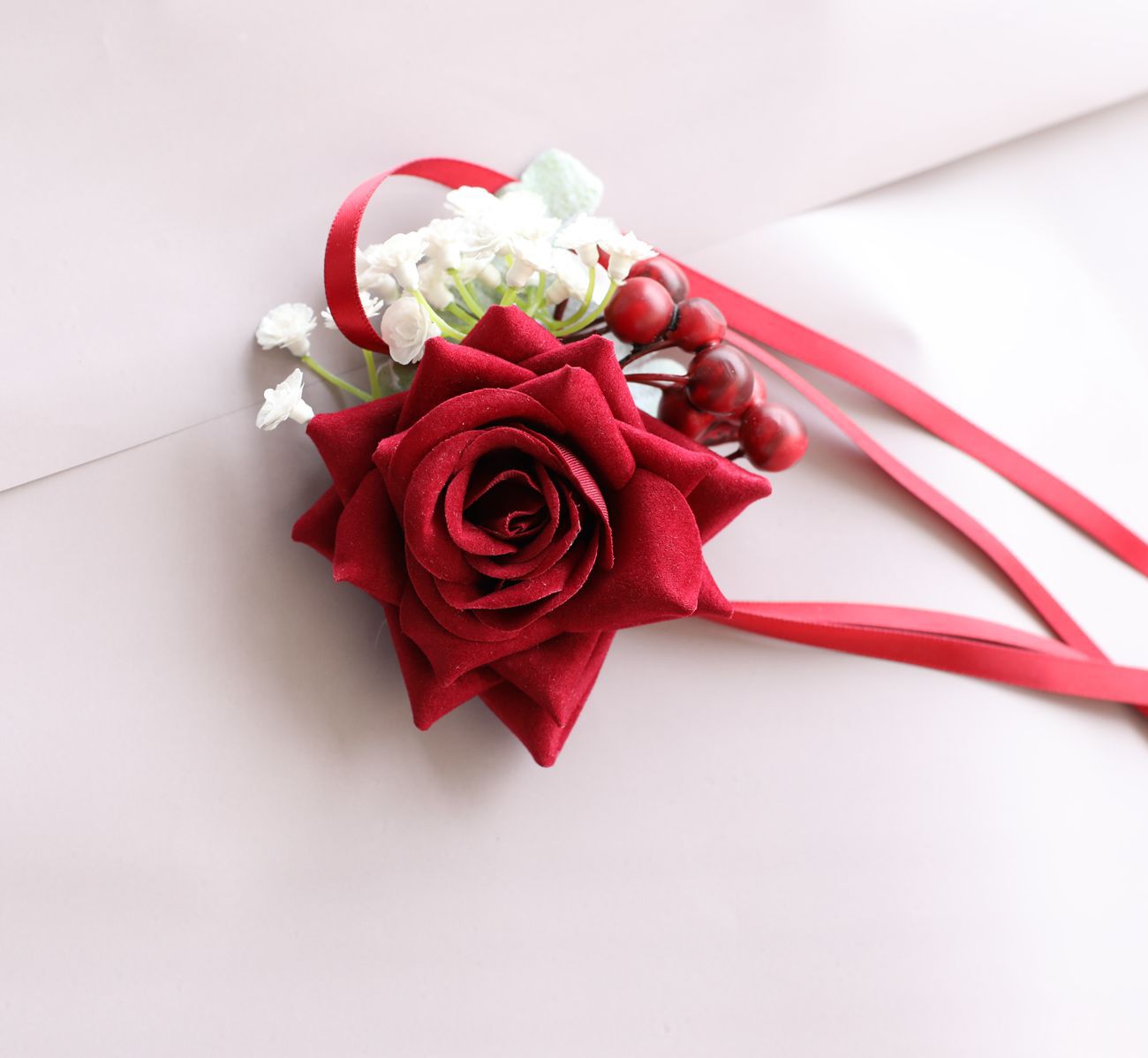 中式新郎伴郎结父亲母亲婚胸花新娘伴娘结婚手腕花大红酒红批发