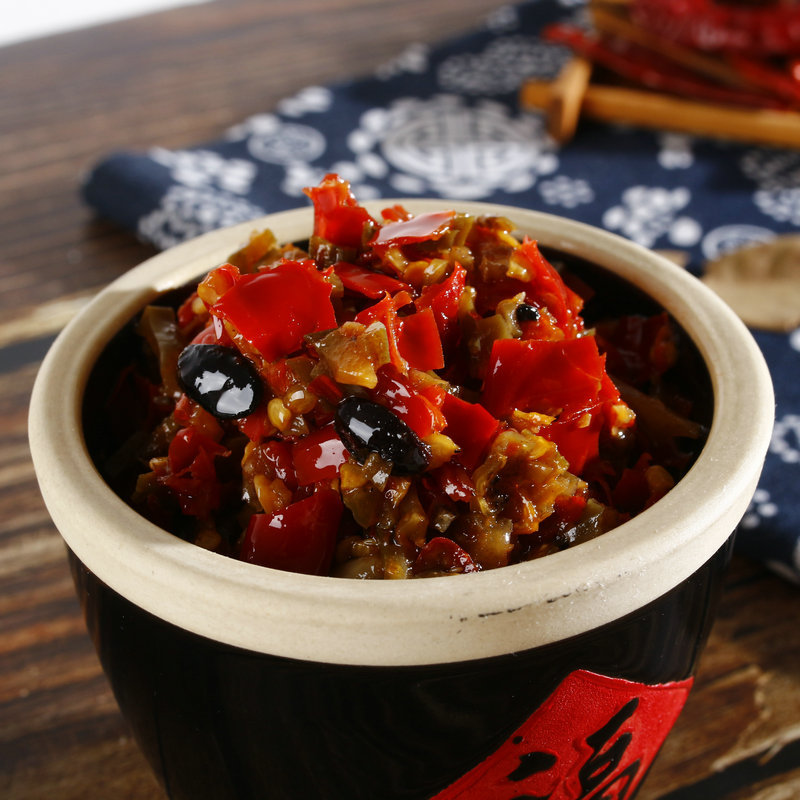 特产邀您发 458g茶油豆豉剁辣椒 辣椒酱 拌面拌饭调味佳品12瓶/件