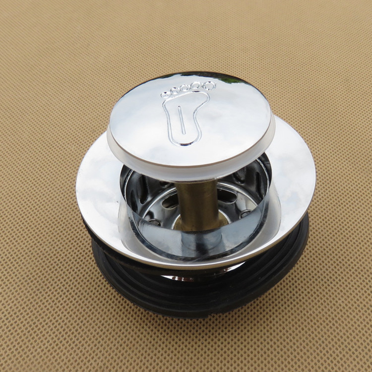 全铜弹跳带过滤网浴缸下水器淋浴房木桶下水器浴缸排水器脚踏式