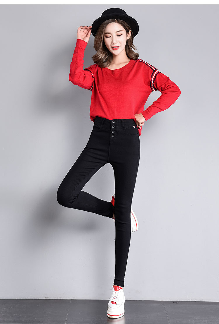 显瘦九分小脚高腰女裤春秋季外穿休闲打底裤大码弹力黑色长裤子