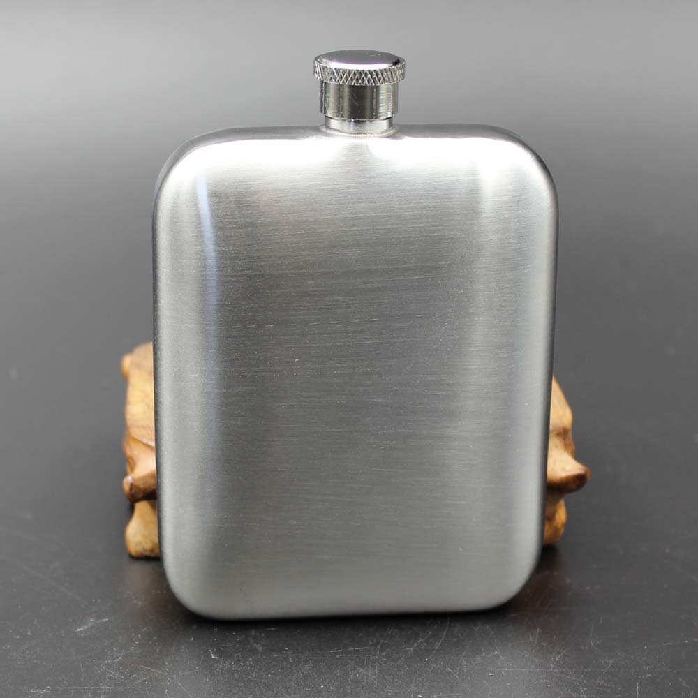 工厂供应加厚不锈钢304异型酒壶 方形7盎司随身便携平盖酒瓶