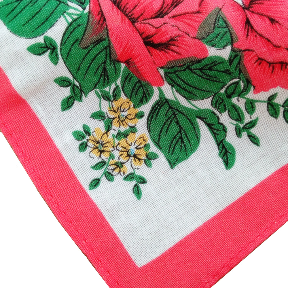 白底清爽印花月牙边女款手帕 五花混纯棉女士手绢 30公分好质量