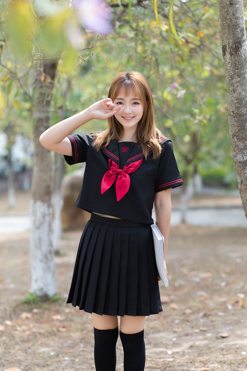 日系jk制服长袖刺绣赤二本软妹服不良黑色水手服学生装中间服套装