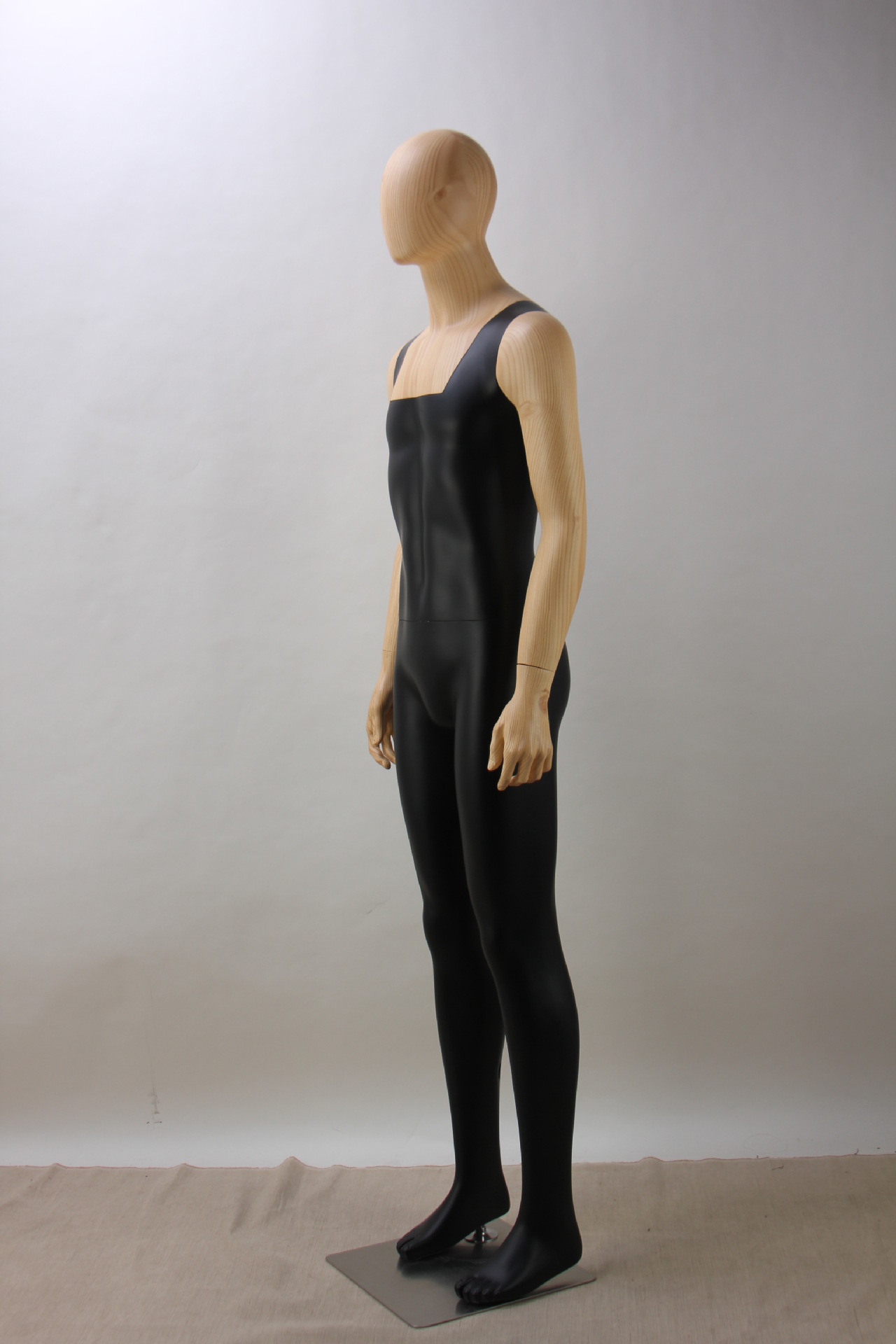 ht男哑黑身木纹服装展示用品全身模特衣服模特架人台模特陈列