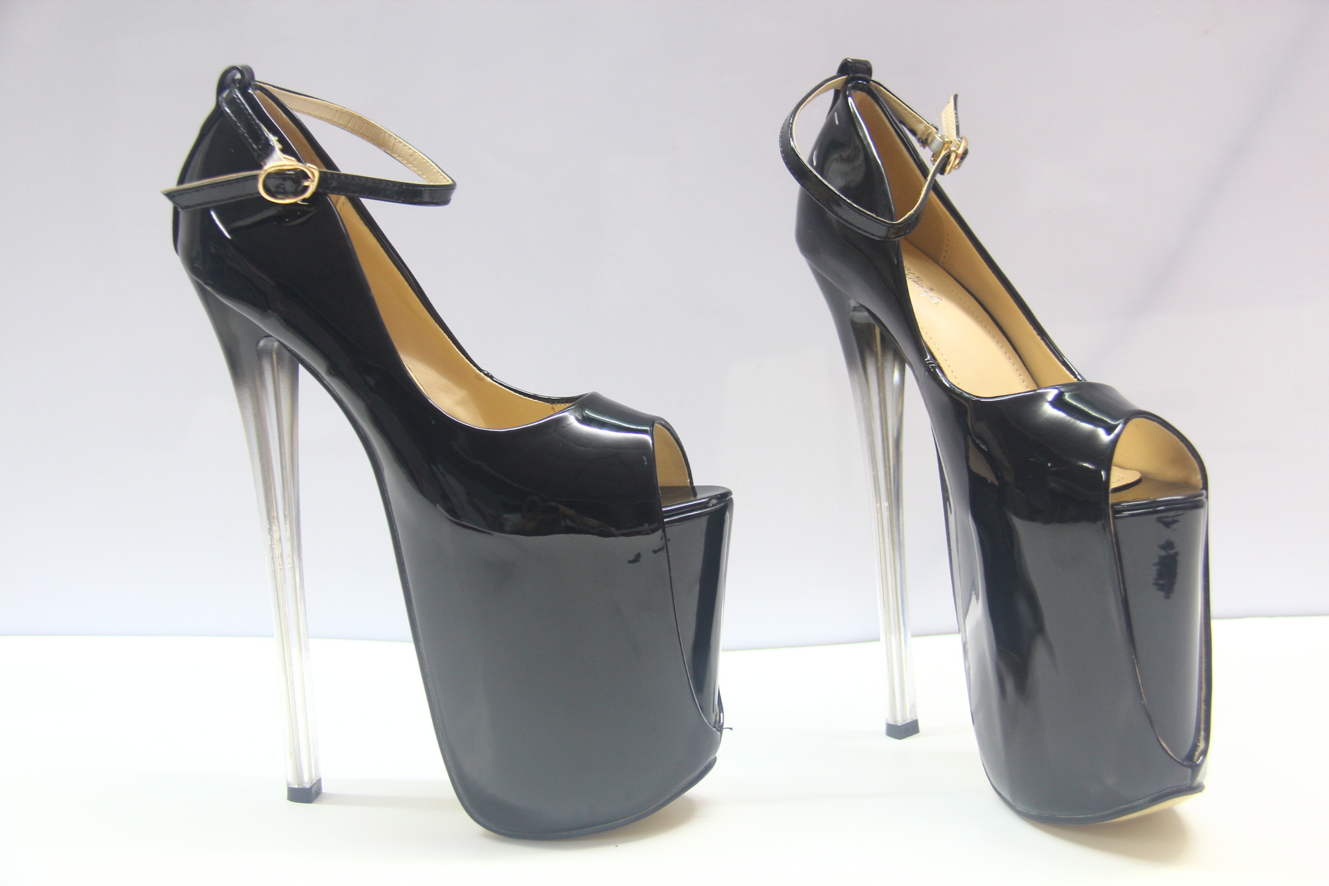 一件代发新款超高跟22cm漆皮鱼嘴20cm单鞋t台性感大码女鞋恨天高