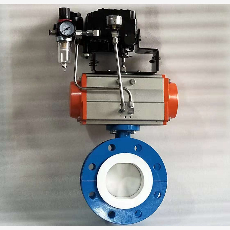 气动全衬法兰式四氟蝶阀d641f4-16c dn100带定位器