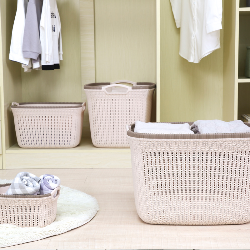 Oversized Bathroom Clothes Storage Basket Plastic Portable Finishing Laundry Basket Hollow Sundries Toy Storage Supplies