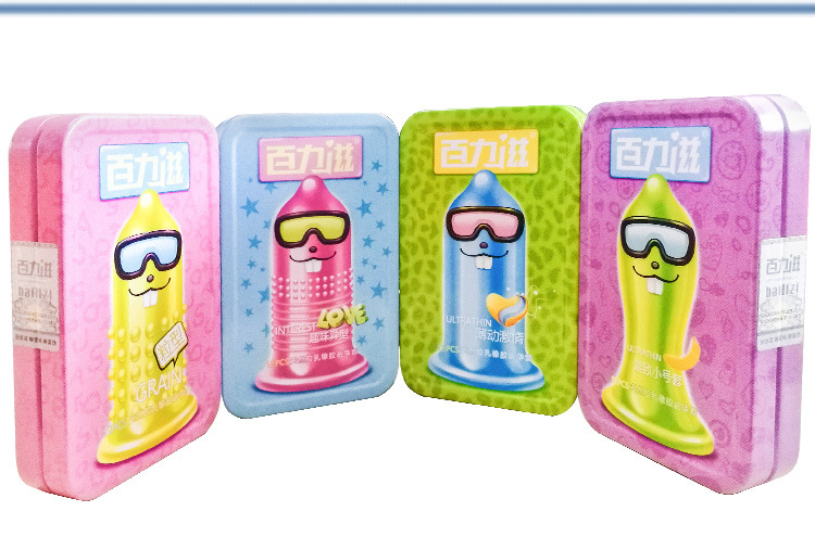 百力滋安全套10只装异形光面颗粒铁盒装避孕套成人计生用品可代发