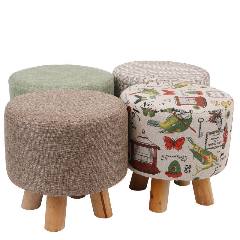 换鞋凳实木布艺小凳子儿童小圆凳 创意礼品小布墩 logo定制布凳