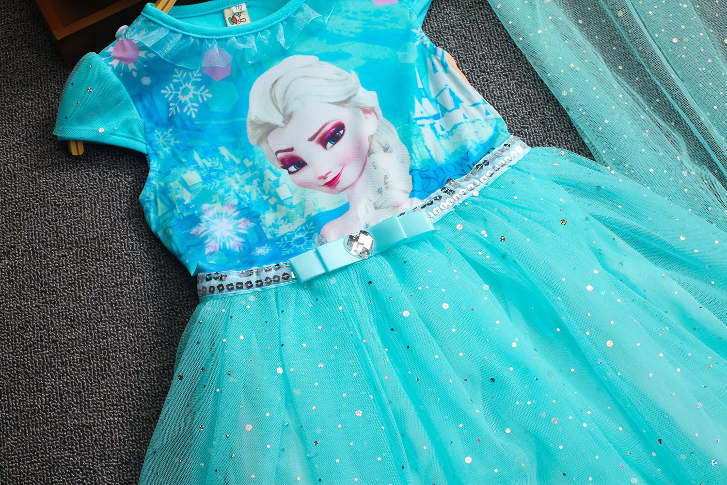 冰雪女王公主裙夏款艾莎儿童服装女连衣裙elsa爱莎裙纯棉短袖