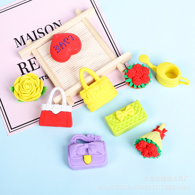 flower bag heart-shaped creative shape eraser children‘s toy student stationery gift art supplies