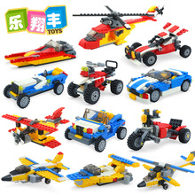 儿童创意拼装汽车跑车飞机战斗机小颗粒积木男孩礼物地摊玩具批发