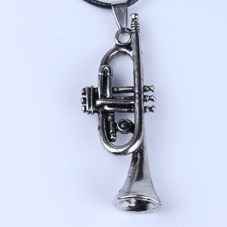 欧美时尚个性复古合金吊坠饰品批发 男士项链 管乐器小号孟宇饰品