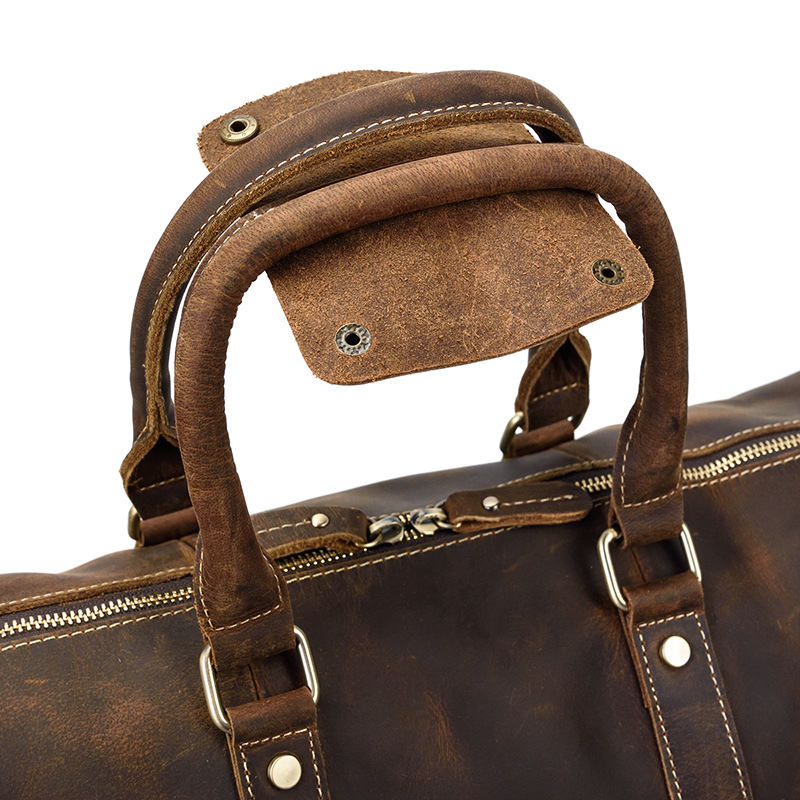 男士疯马皮旅行包复古真皮行李包大容量手提包头层牛皮单肩斜挎包