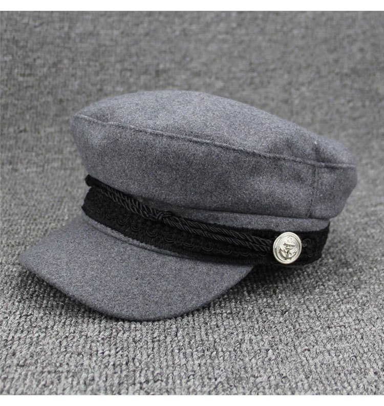 欧美时尚贝雷帽子遮阳八角亮丝军帽秋冬复古拼布贝雷帽女英格兰式