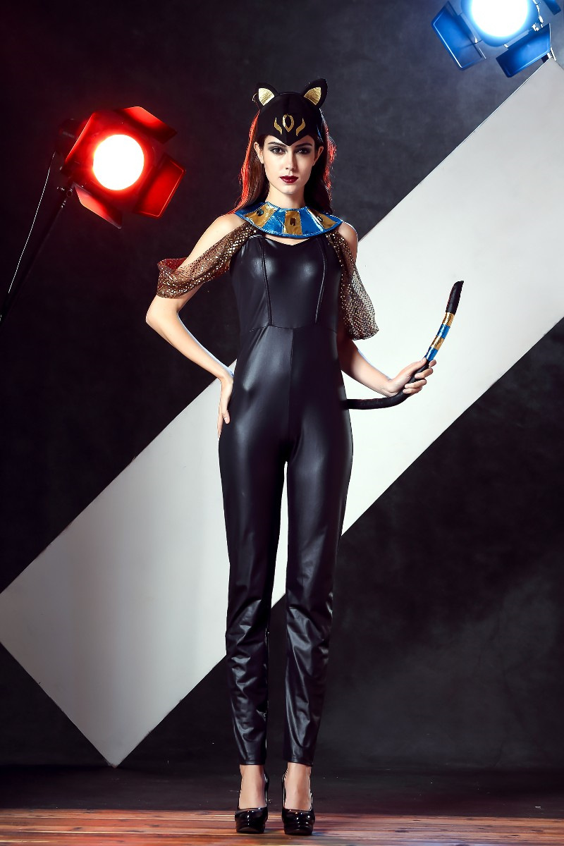 万圣节成人猫女郎制服猫咪装 酒吧夜店ds服漆皮涂层欧美服批发