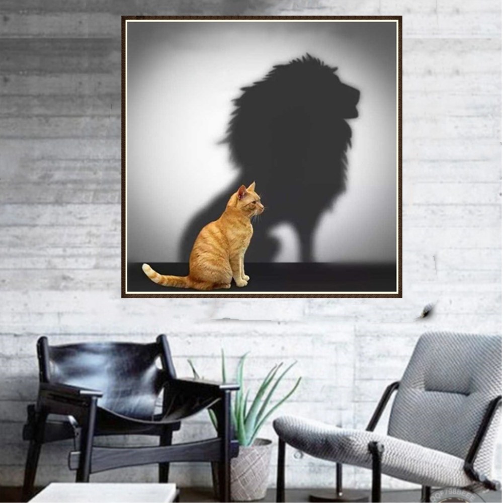 新款亚马逊速卖通爆款钻石画倒影狮子满钻