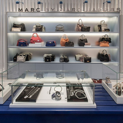 包包专卖店展示柜烤漆 靠墙精品包包发光展柜 玻璃饰品展示柜定制