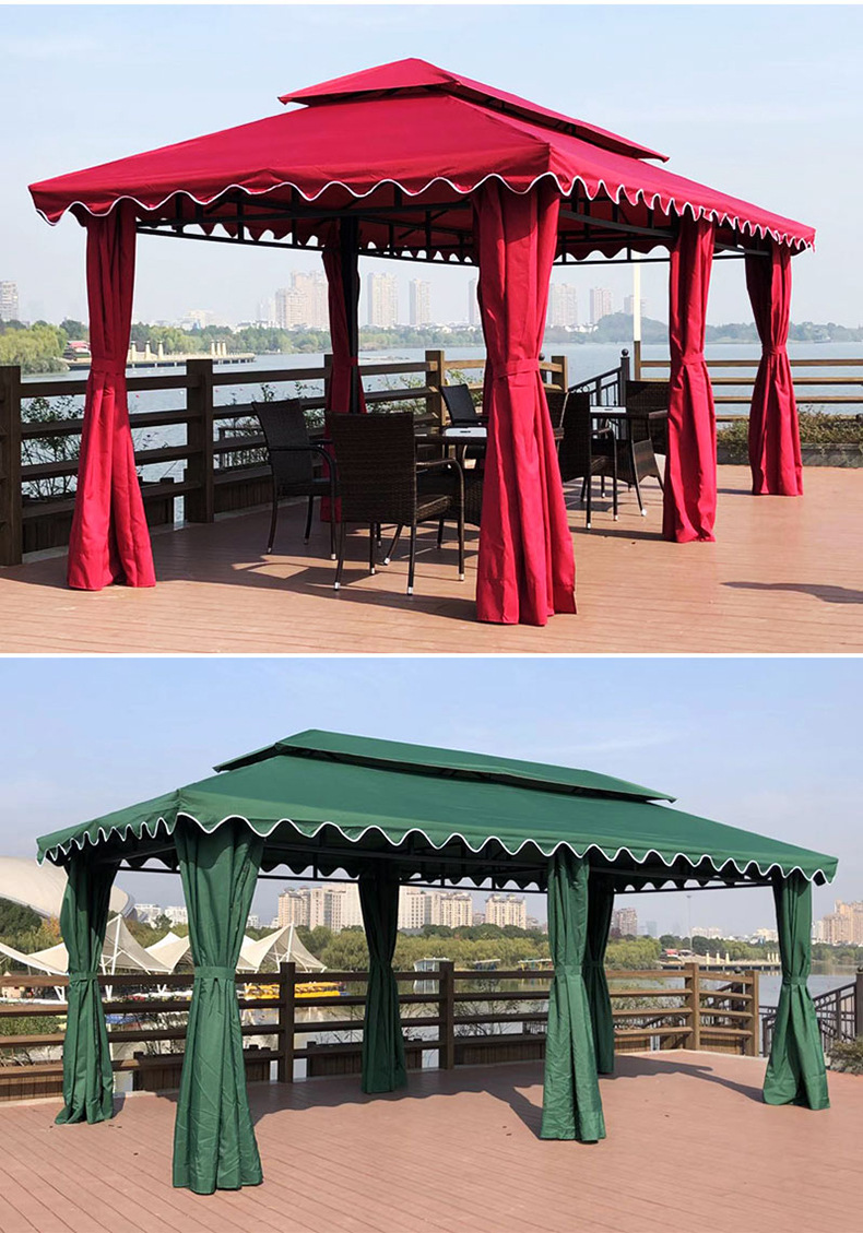 大型户外遮阳篷四柱亭防雨棚露台广场广告展销篷铁艺篷批发零售