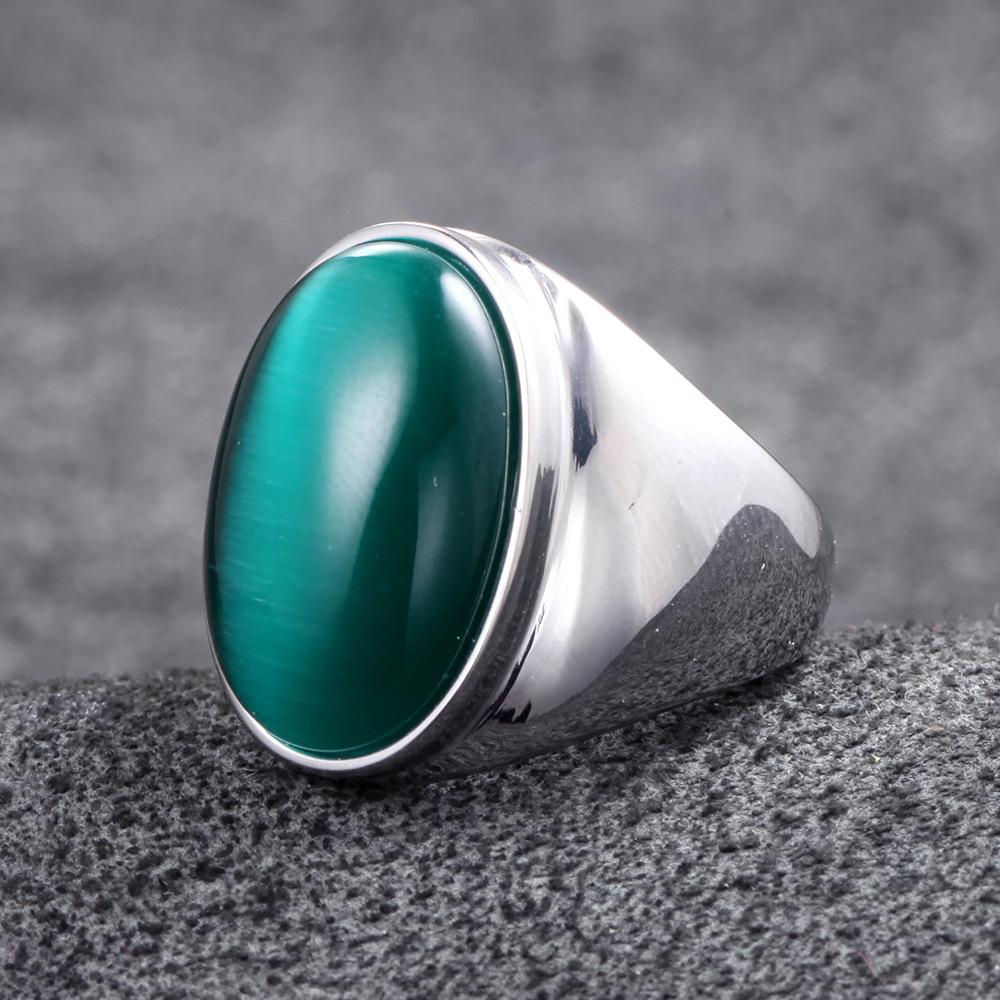 钛钢男士戒指 不锈钢霸气猫眼石指环 欧美朋克风戒指-阿里巴巴