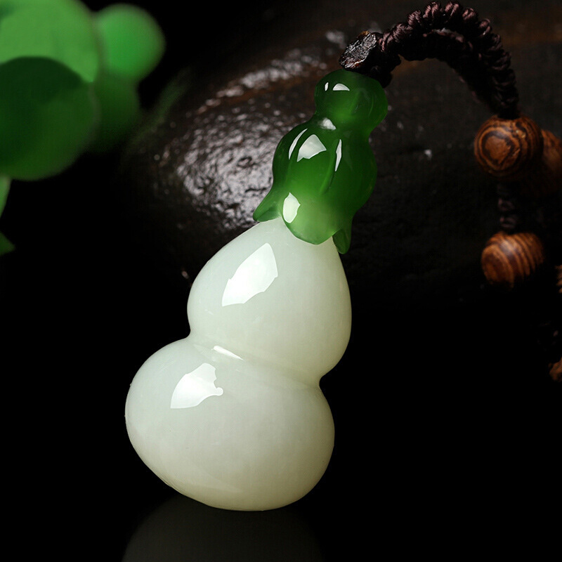 天然新疆和田玉白玉葫芦吊坠挂件 福禄寿挂坠玉石玉器项链男女款