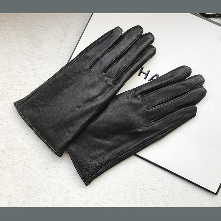 绵羊皮手套女士真皮棕色手套绒里冬季保暖一件代发纯羊皮欧美触屏