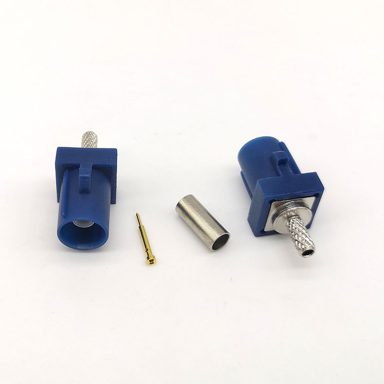 fakra连接器 c型蓝色直公头 汽车连接器接头 接rg316/rg174线