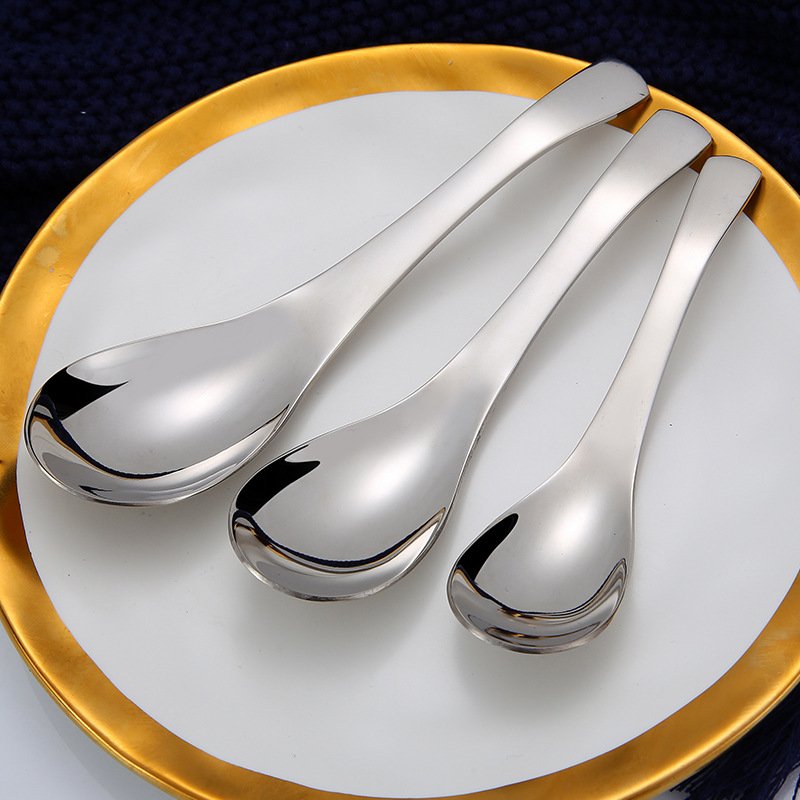 304不锈钢餐具成人日常家用厨房勺子酒店调羹加厚加深饭勺汤勺