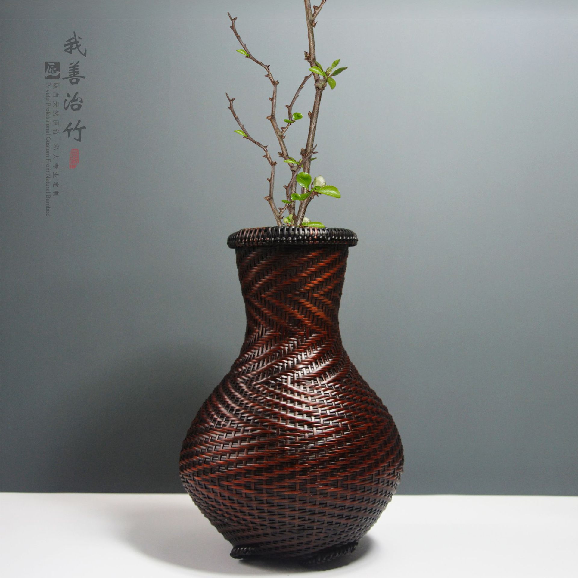 厂家直供竹编花瓶竹编花器复古花篮插花竹器手工竹花瓶居家竹摆饰